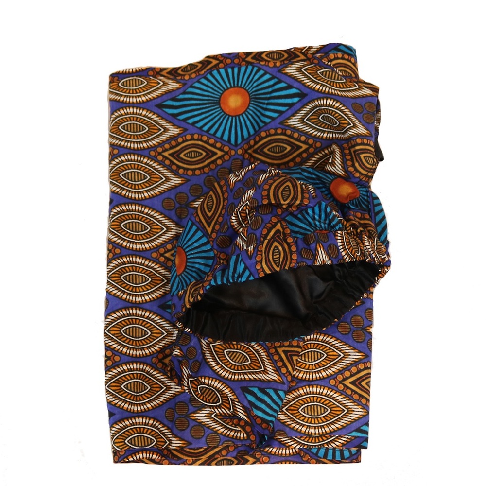Blue SHORT-cap head wrap. Minor manufacturer uh-oh
